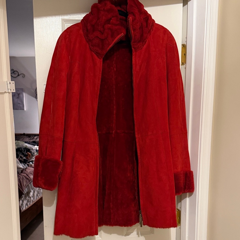 Salvatore Ferragamo Rich Red Teddy Jacket